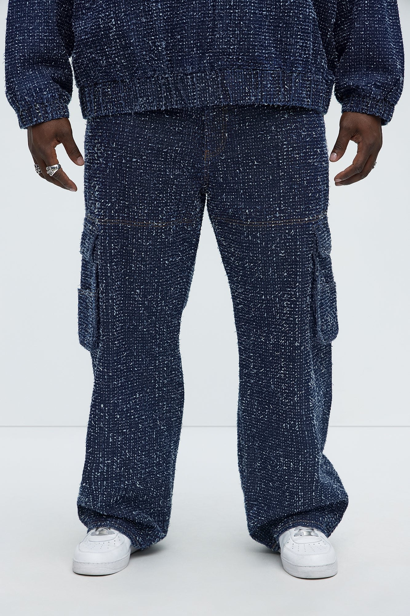 Unleaded Distressed Relaxed Cargo Jeans - Indigo - Image 6
