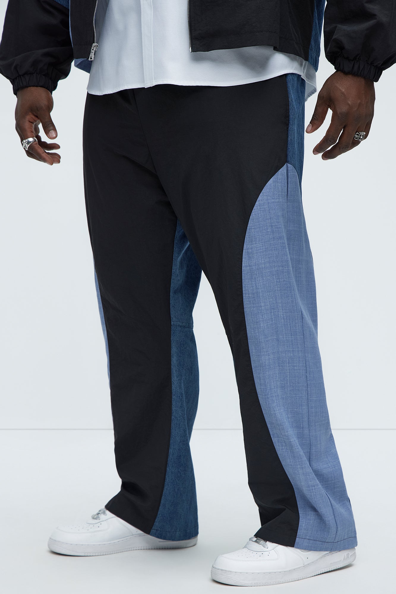 Baggy Colorblock And Denim Pants - Blue/combo - Image 7