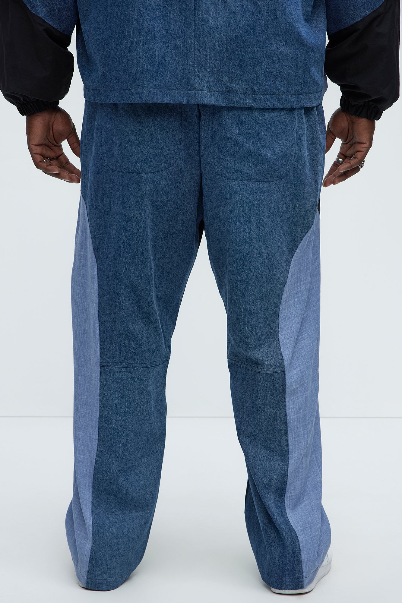 Baggy Colorblock And Denim Pants - Blue/combo - Image 8
