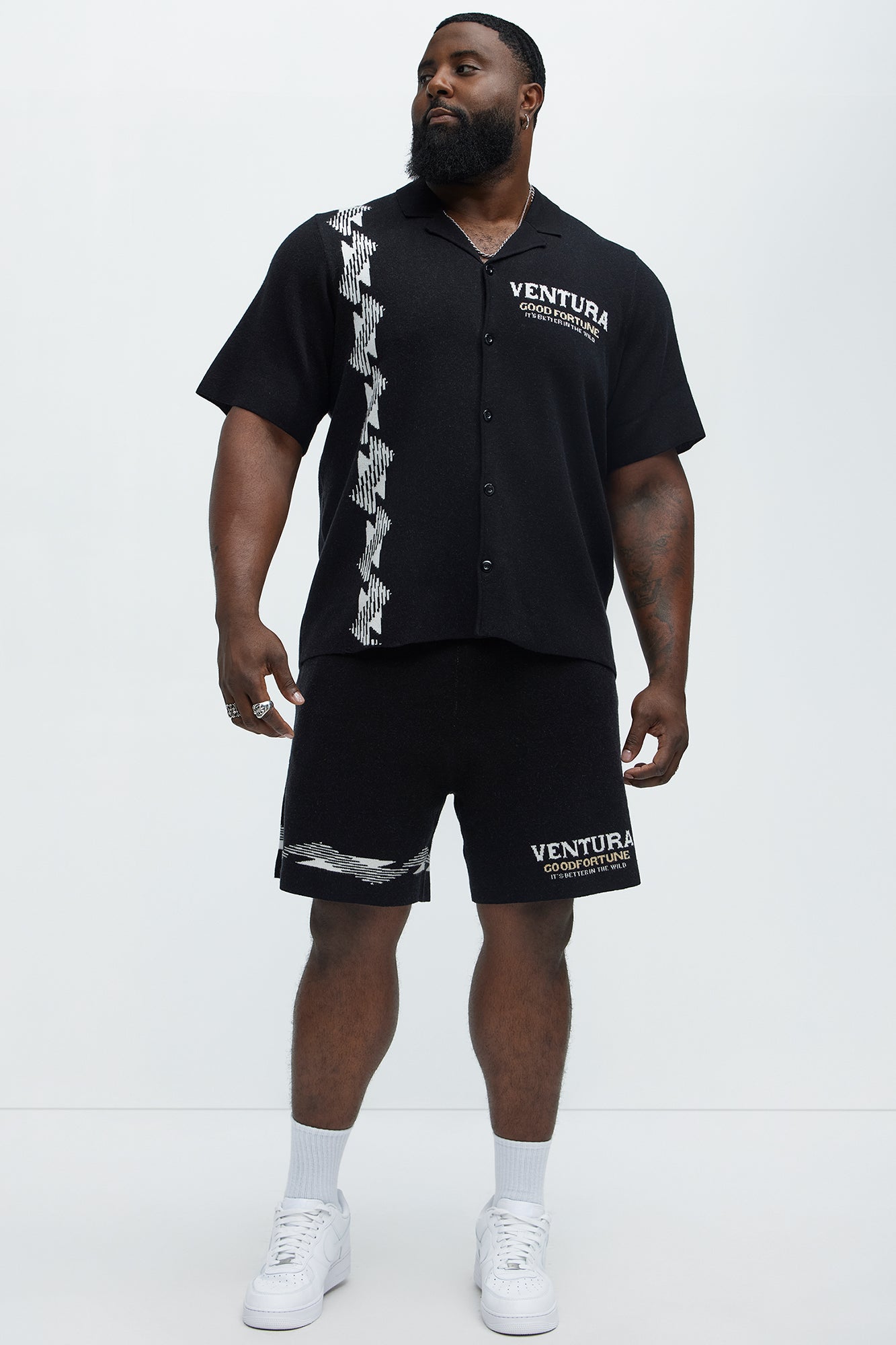 Dragon Palm Knitted Relaxed Shorts - Black/combo - Image 7