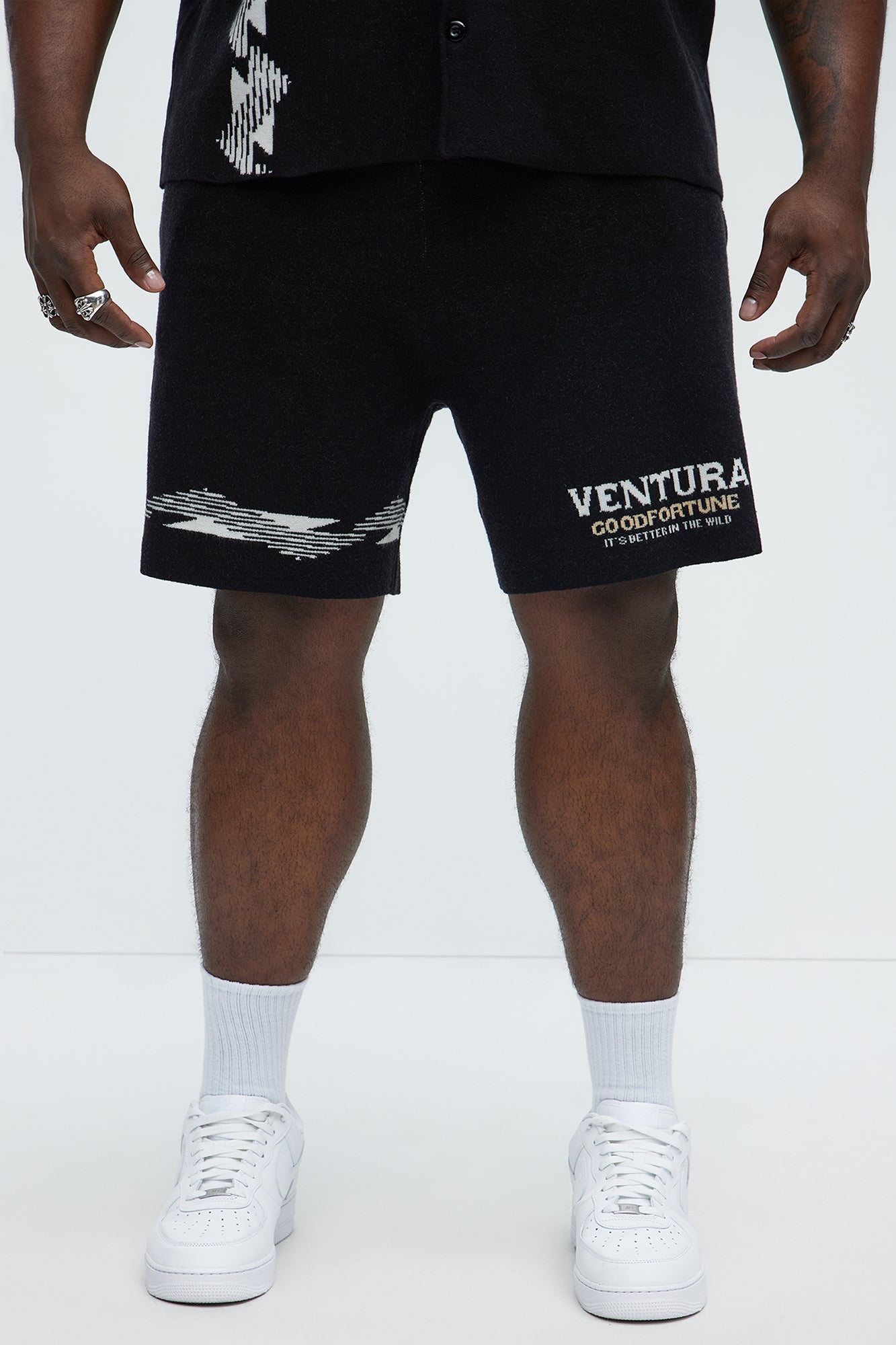 Dragon Palm Knitted Relaxed Shorts - Black/combo - Image 6