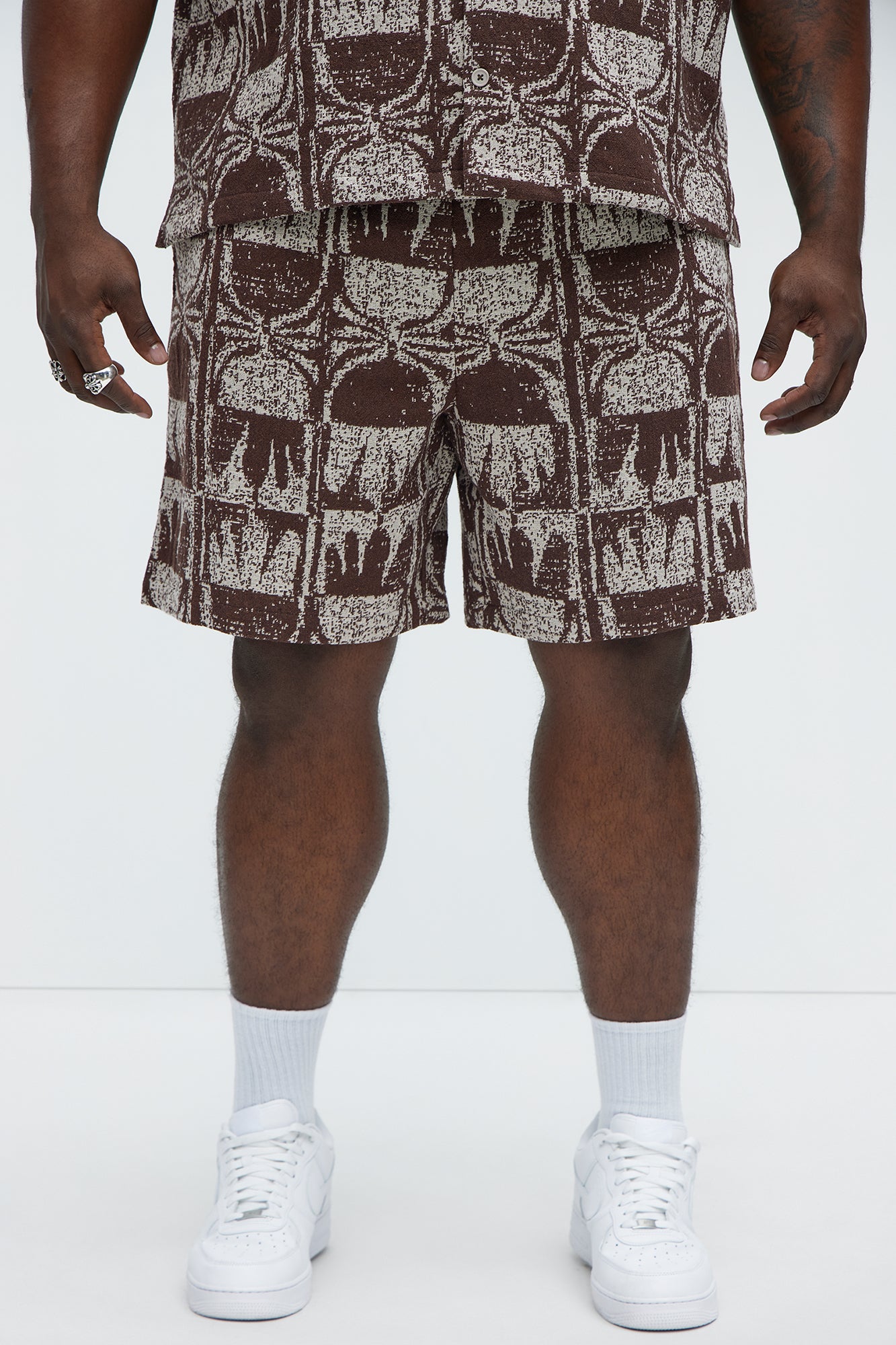 Tribal Pattern Relaxed Shorts - Brown/combo - Image 5
