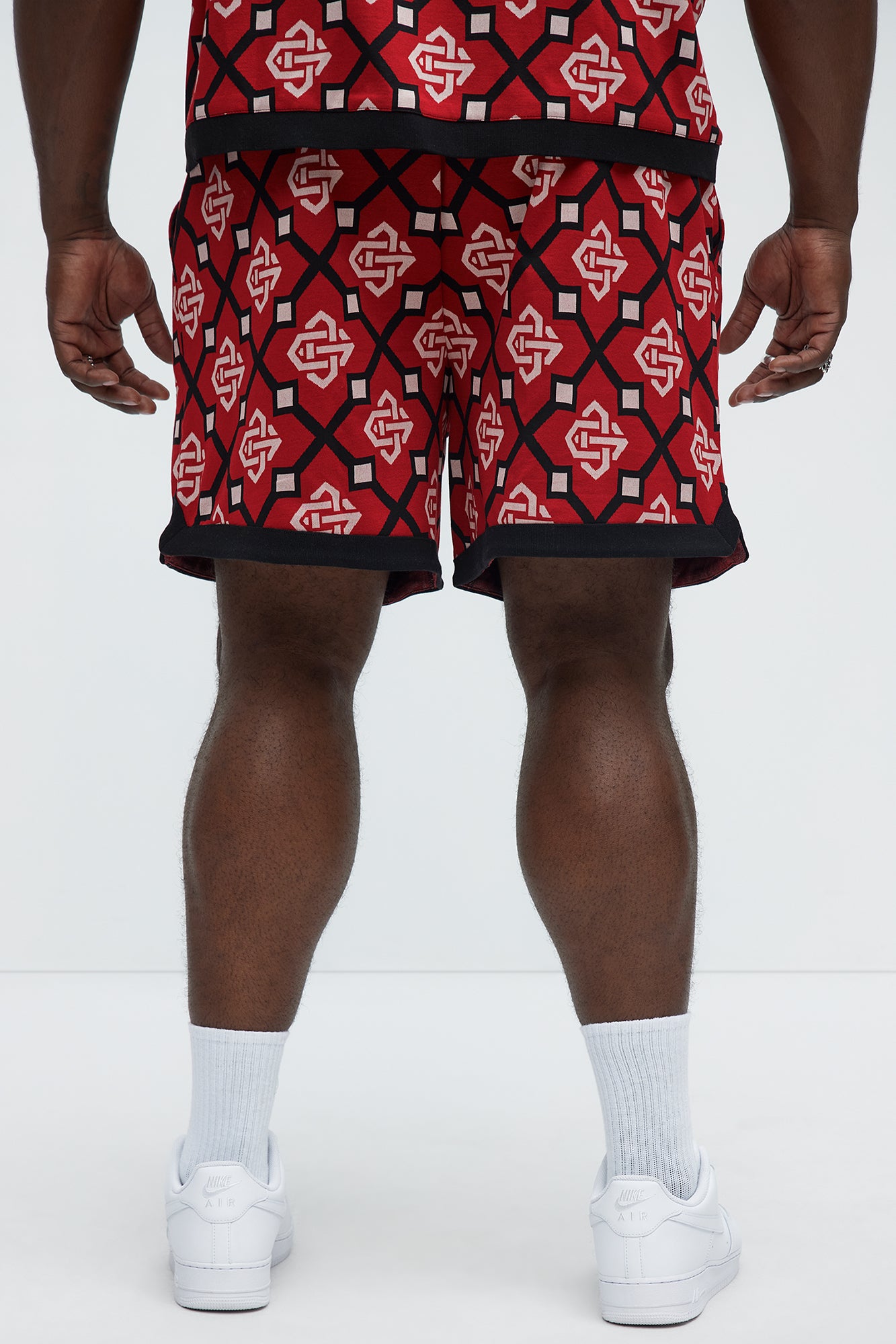 All Over Geo Jacquard Shorts - Red - Image 8