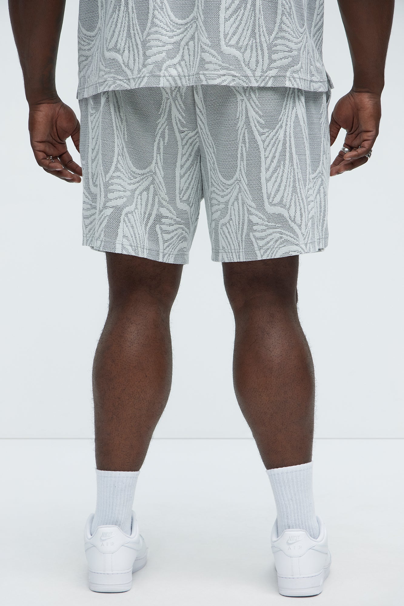 Leaf Patterned Knit Shorts - Grey/combo - Image 7