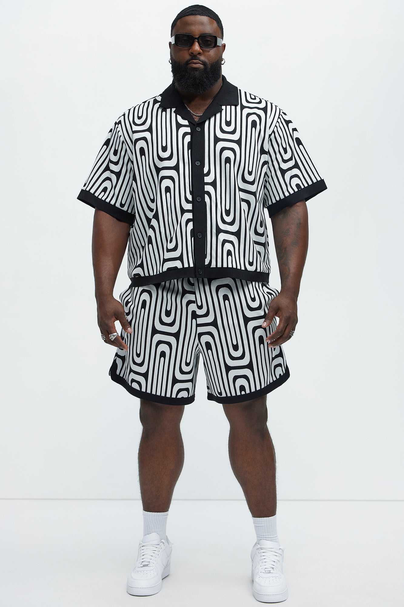 Jack Retro Pattern Cuban Collar Shirt - Black/combo - Image 7