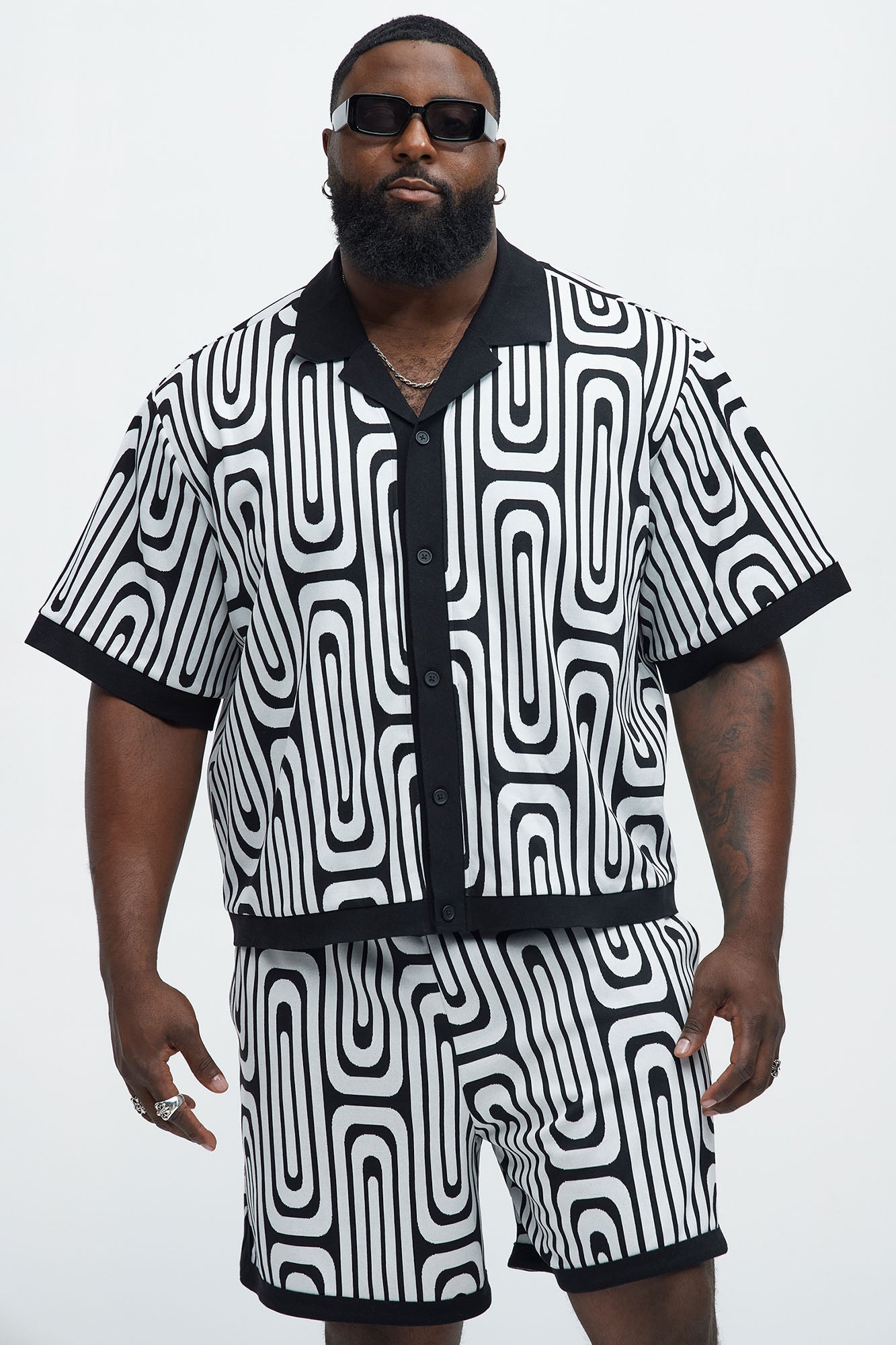 Jack Retro Pattern Cuban Collar Shirt - Black/combo - Image 6