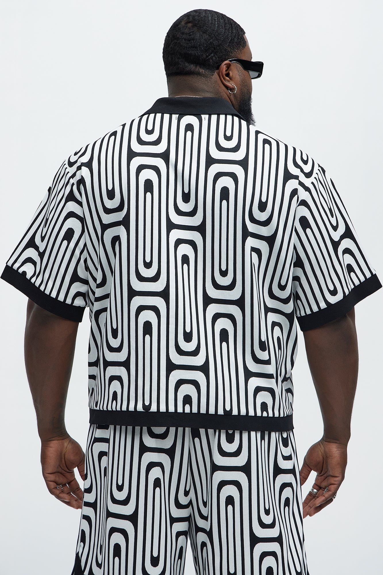 Jack Retro Pattern Cuban Collar Shirt - Black/combo - Image 8