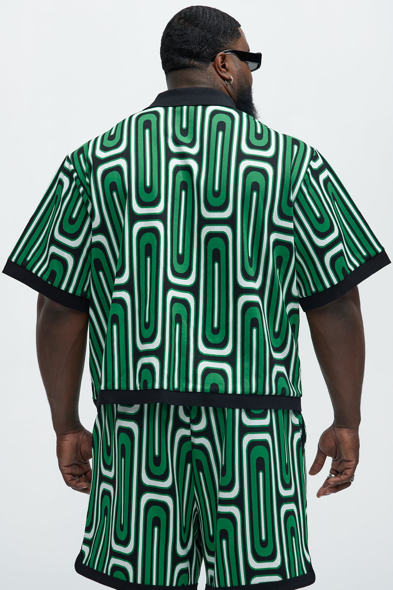 Jack Retro Pattern Cuban Collar Shirt - Green/combo - Image 8