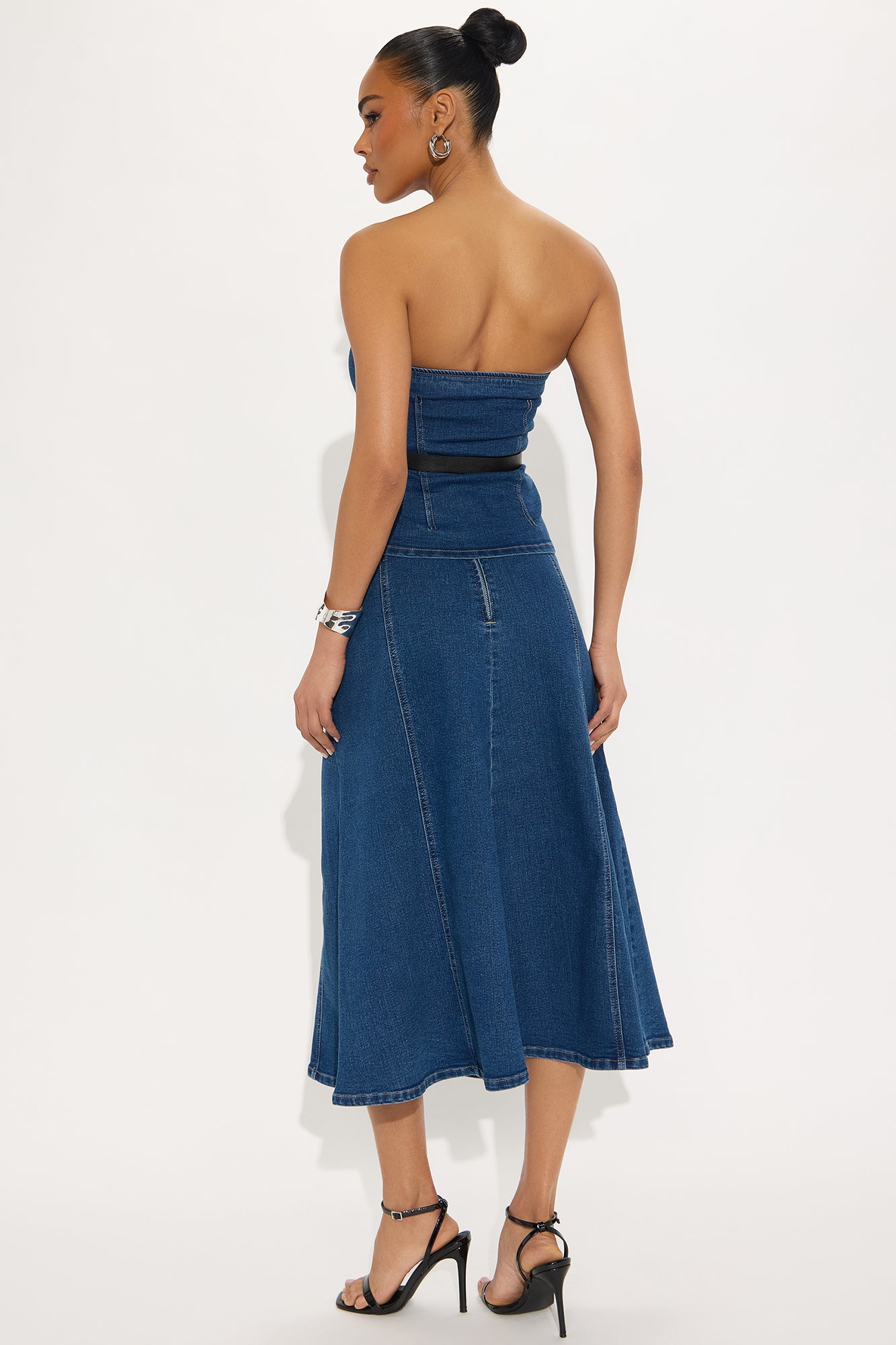 Zoe Denim Belted Skirt Set - Medium Wash - Image 3