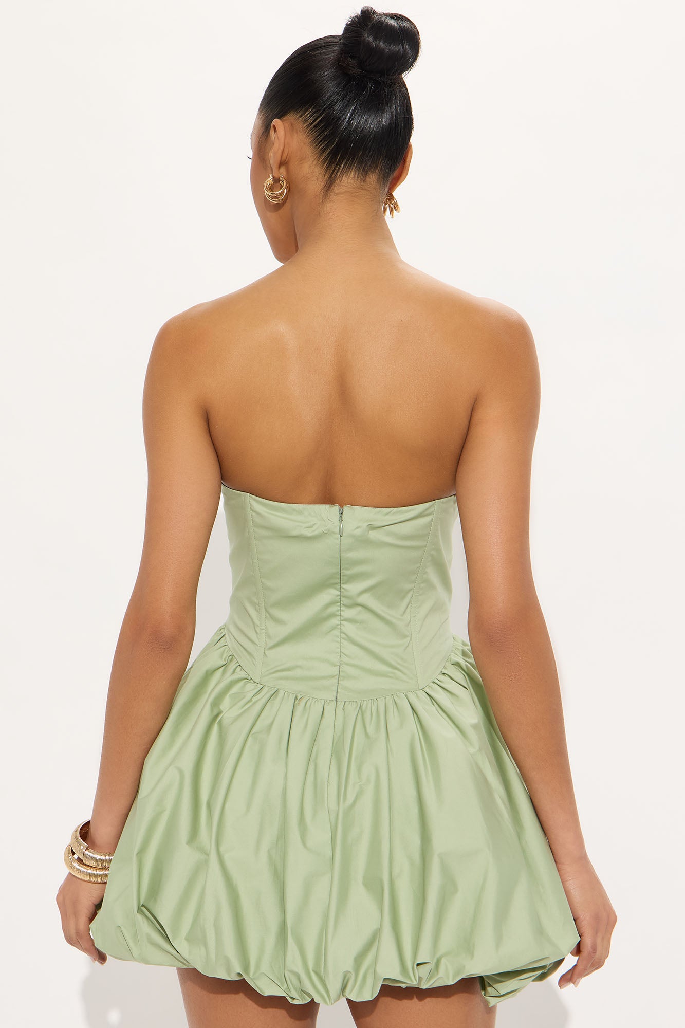 A Night in Paris Bubble Mini Dress - Sage - Image 3