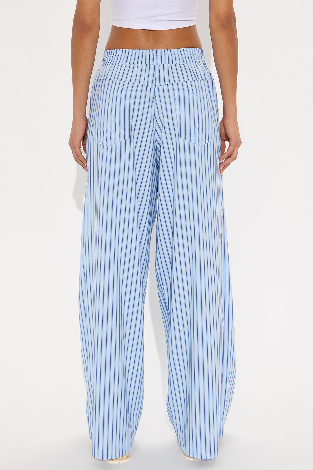 Timothy Striped Wide Leg Pant - Light Blue - Image 3