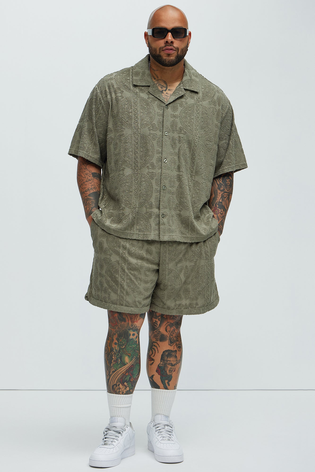 Link Textured Shirt - Olive - Image 5