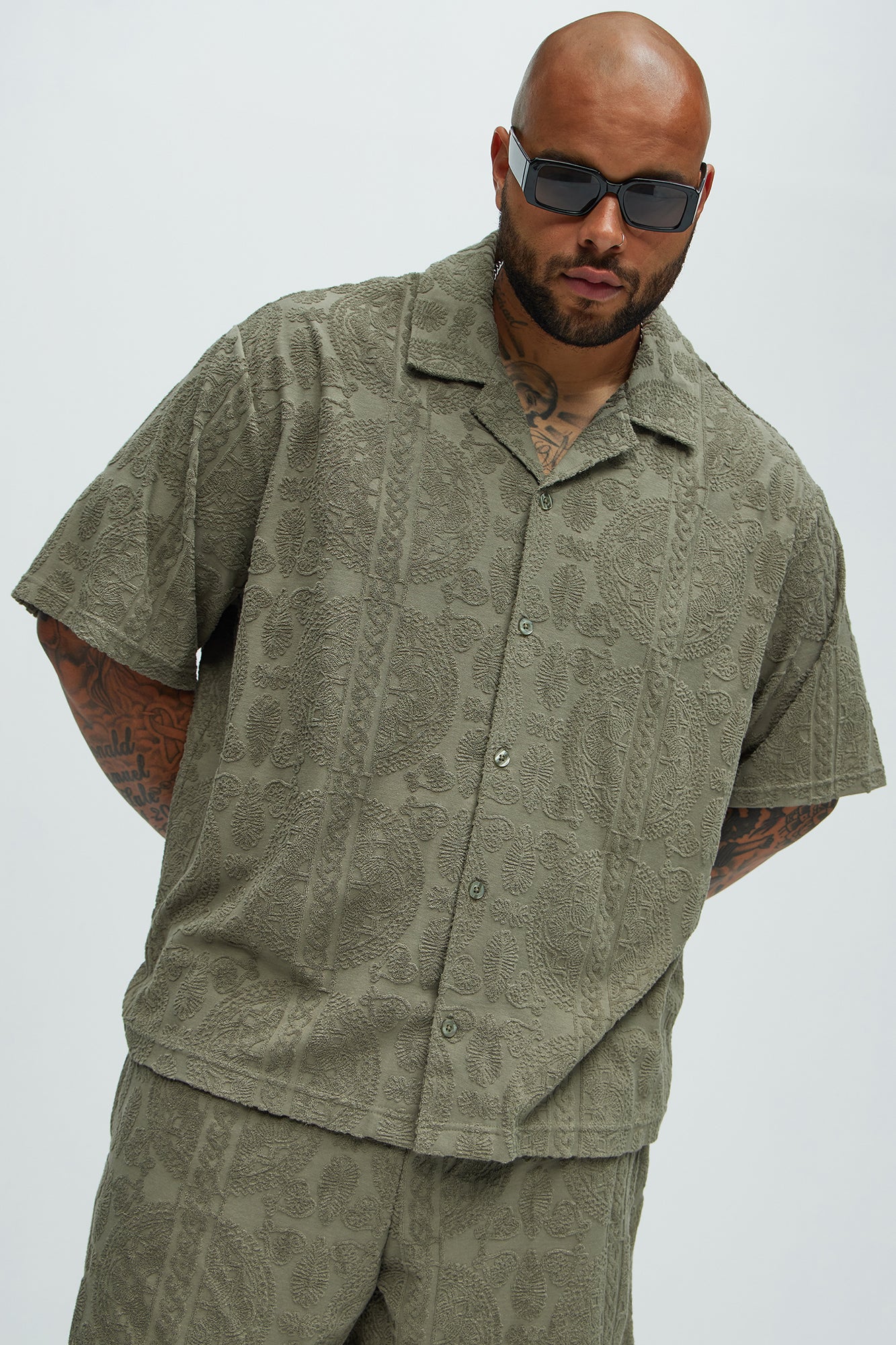 Link Textured Shirt - Olive - Image 4
