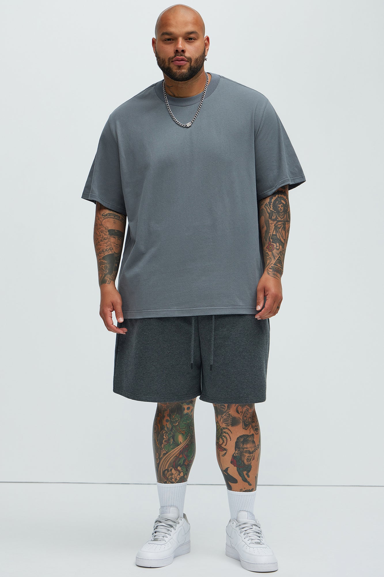 Oversized Heavyweight Short Sleeve Tee - Charcoal - Image 6