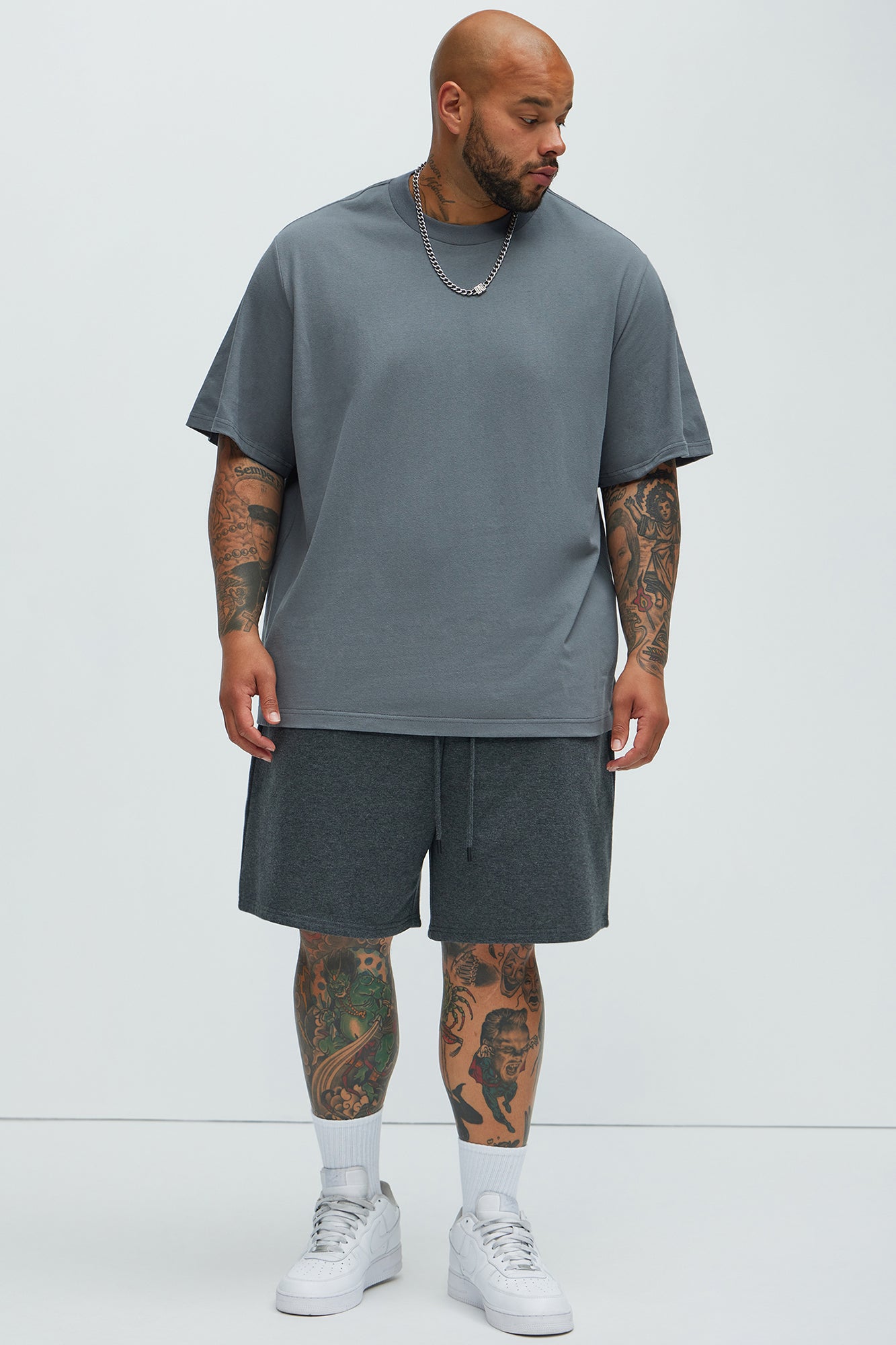Oversized Heavyweight Short Sleeve Tee - Charcoal - Image 7