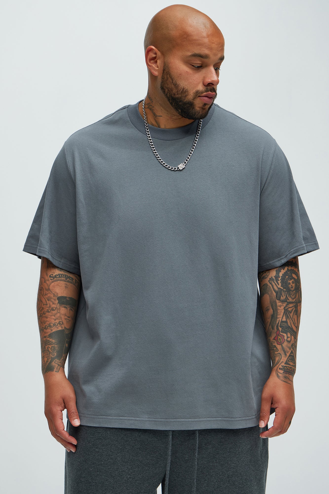 Oversized Heavyweight Short Sleeve Tee - Charcoal - Image 5