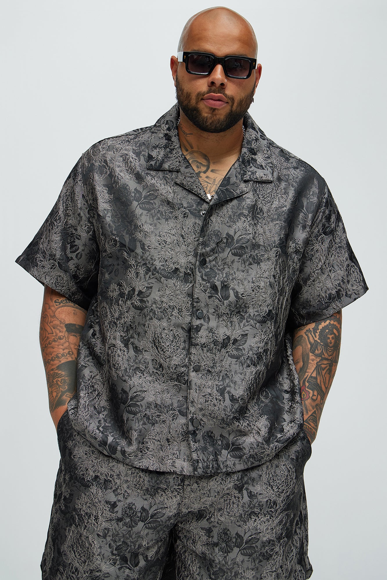 Harrison Jacquard Shirt - Charcoal - Image 5