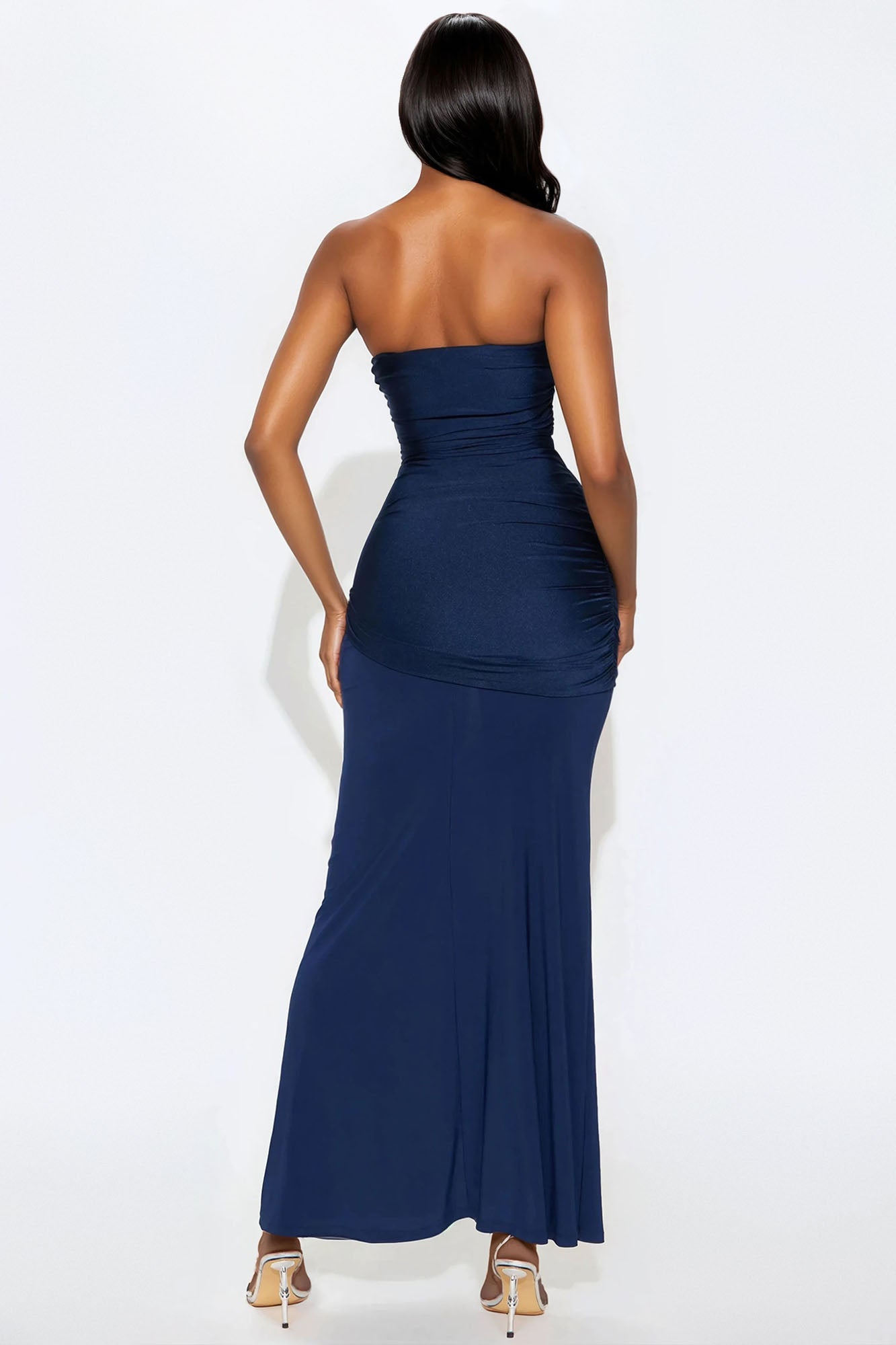 Sunset Views Ruched Maxi Dress - Navy - Image 3