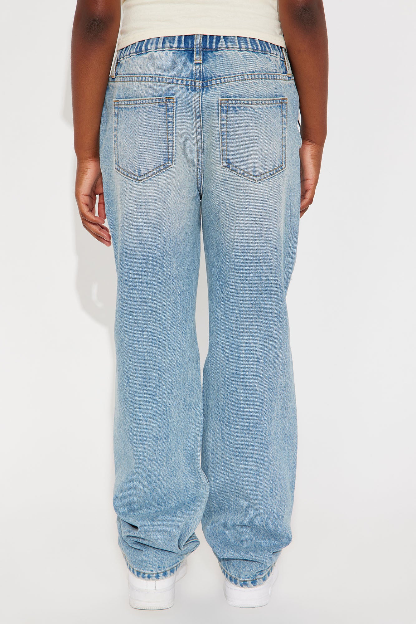 Mini Droppin The Location Cutout Ripped Straight Leg Jeans  - Vintage Wash - Image 3