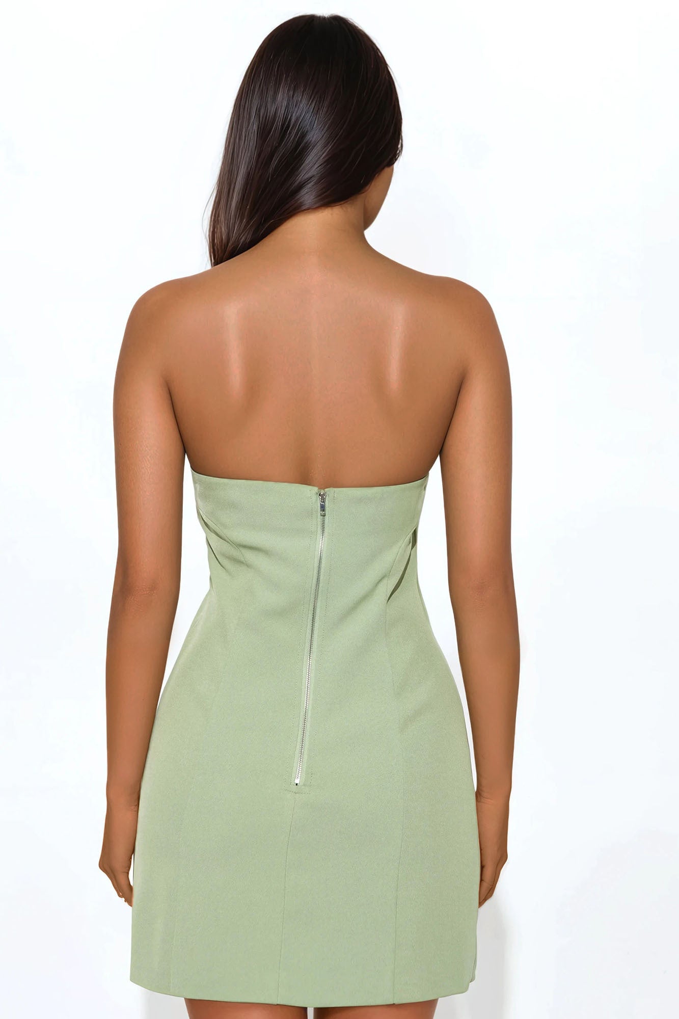 Harper Strapless Mini Dress - Sage - Image 3