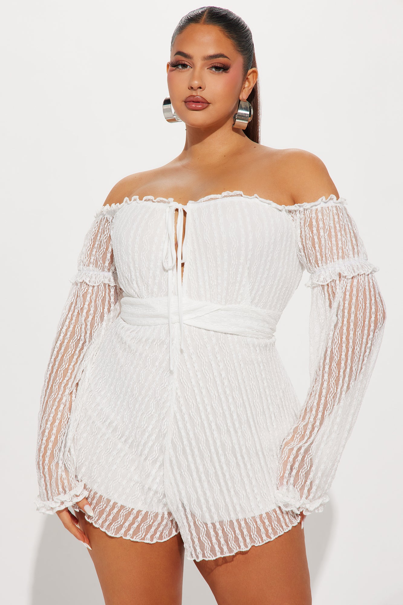Turn Heads Lace Romper - White - Image 4