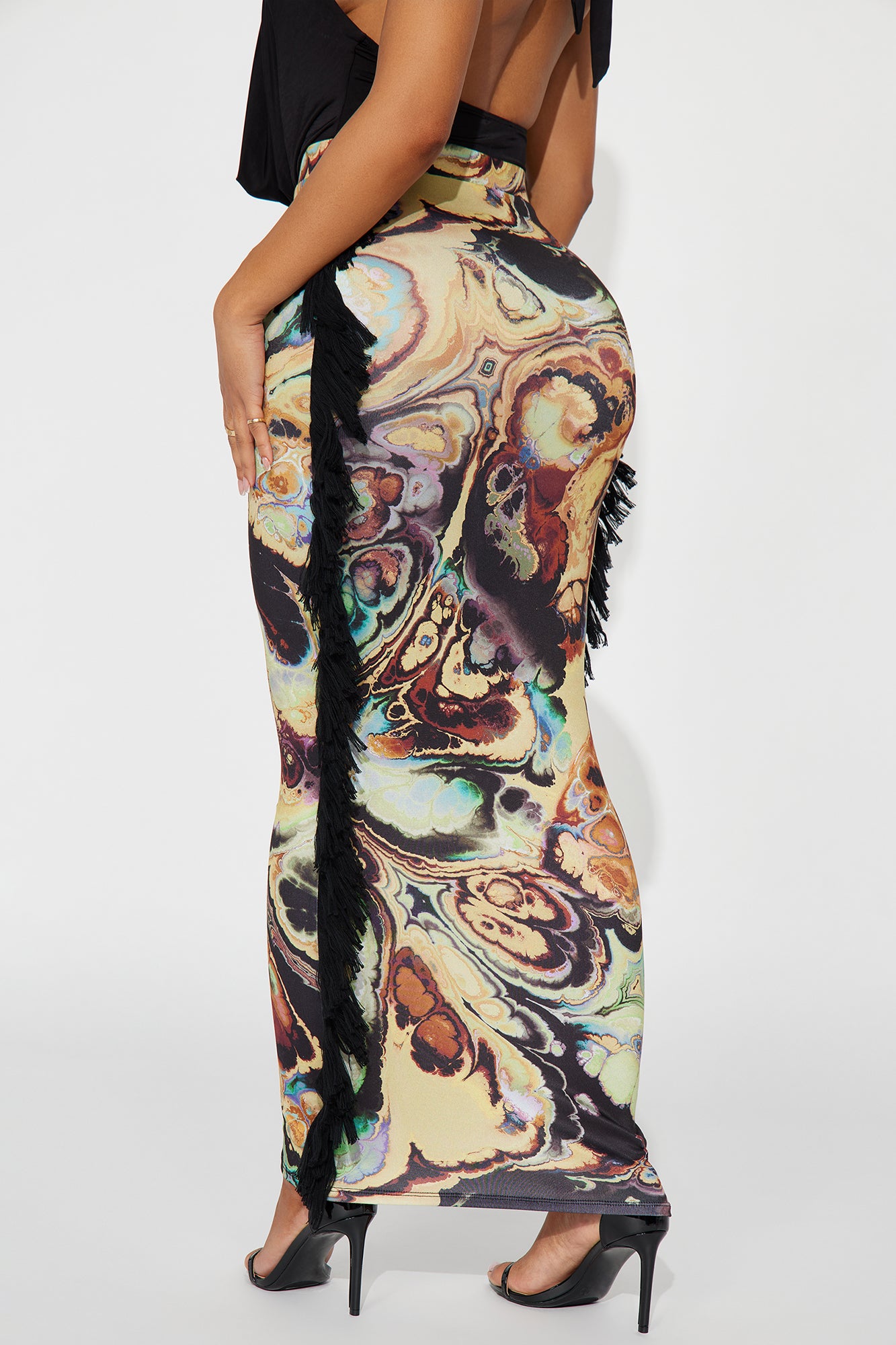 All At Once Fringe Maxi Skirt - Yellow/combo - Image 3