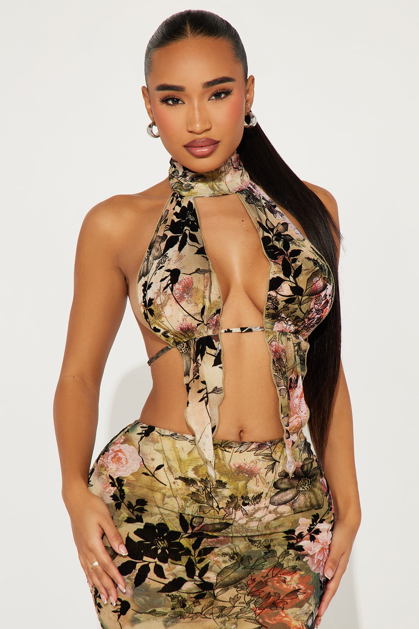 Serene Temptation Mesh Skirt Set - Cream/combo - Image 3