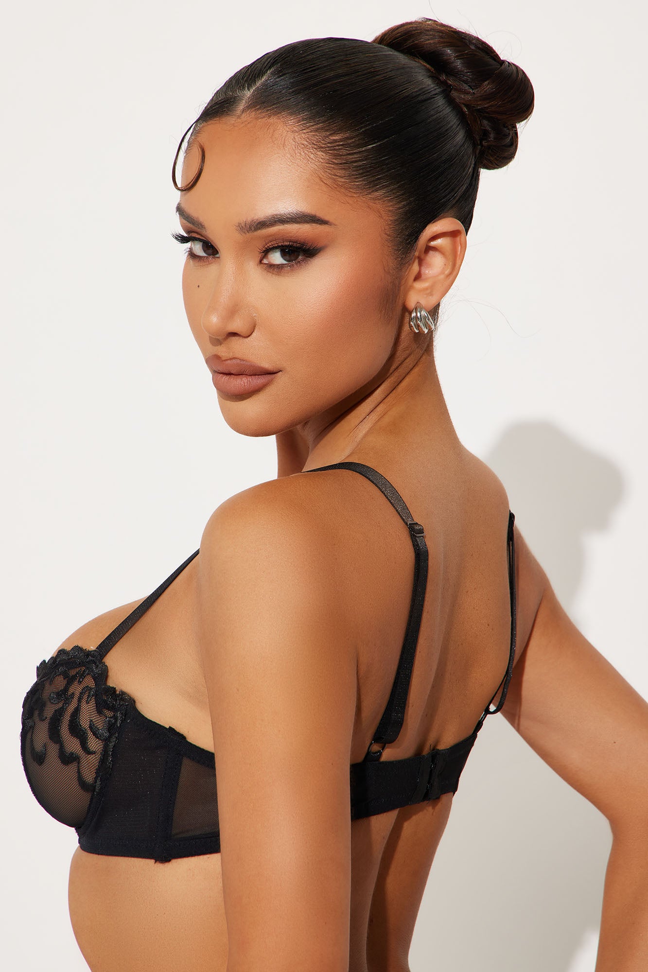 Wishful Thinking Mesh Balconette Bra - Black - Image 3