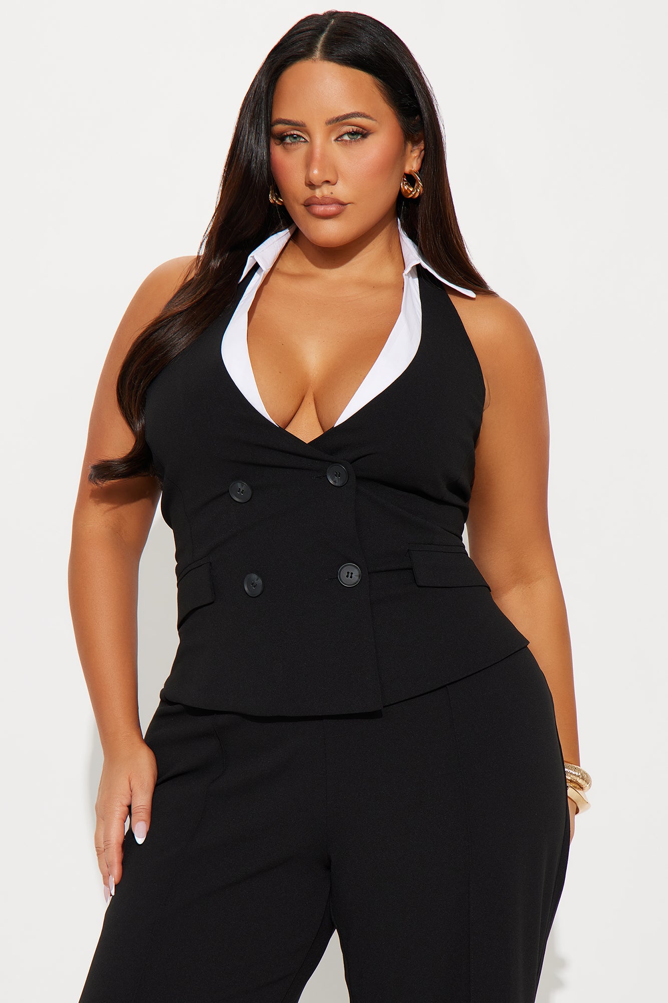 Leah Flare Leg Crepe Jumpsuit - Black - Image 5