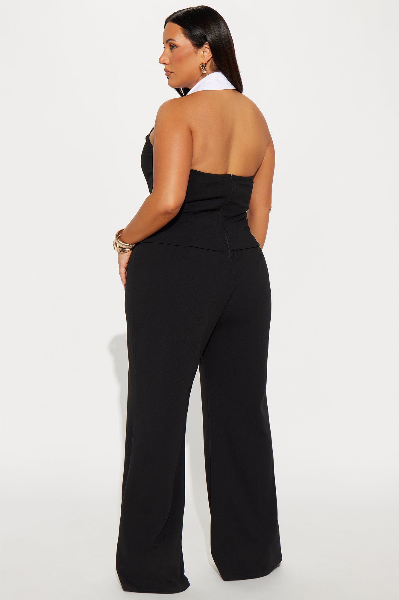 Leah Flare Leg Crepe Jumpsuit - Black - Image 6