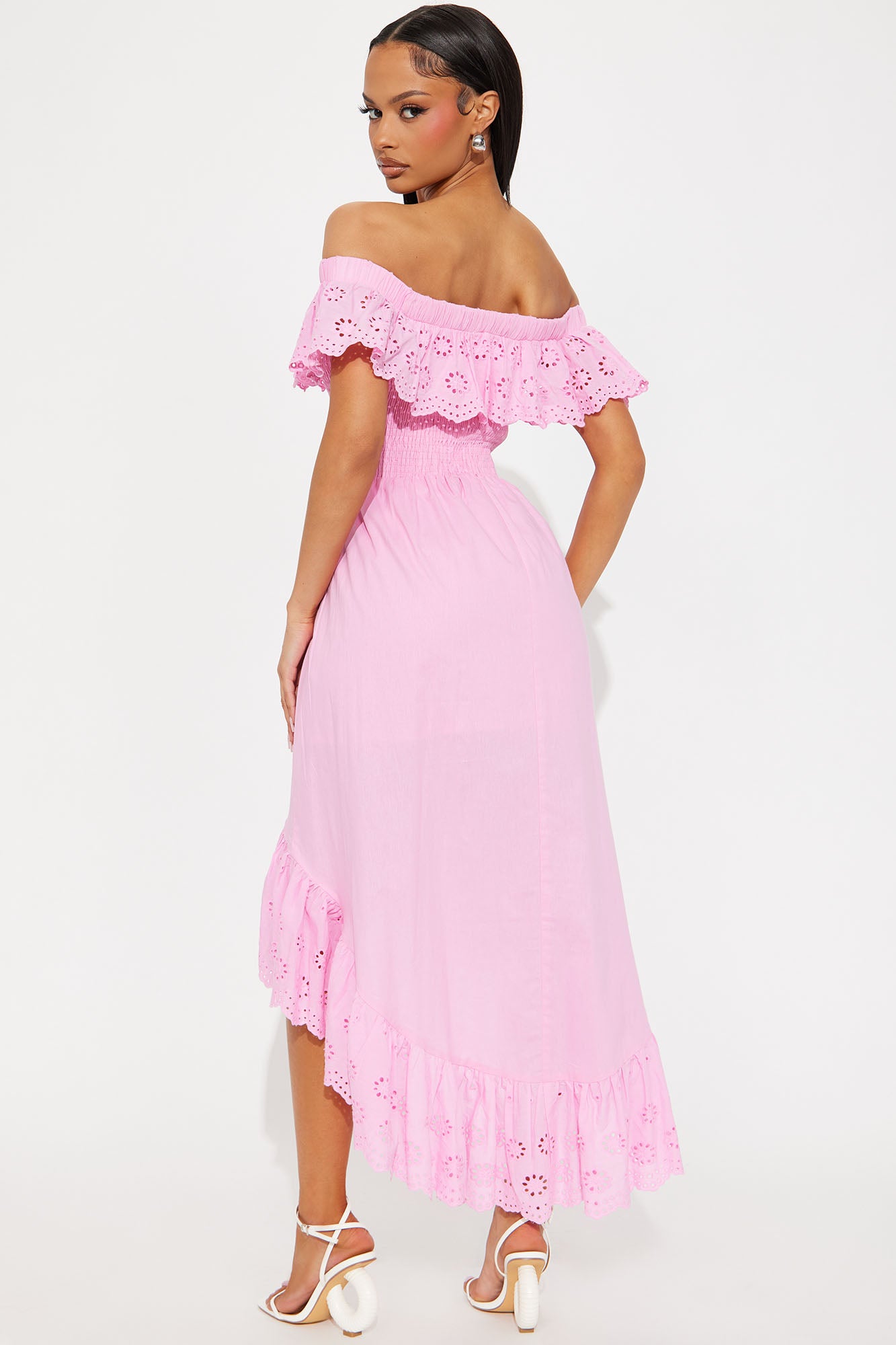 Vanessa Off Shoulder Midi Dress - Pink - Image 3