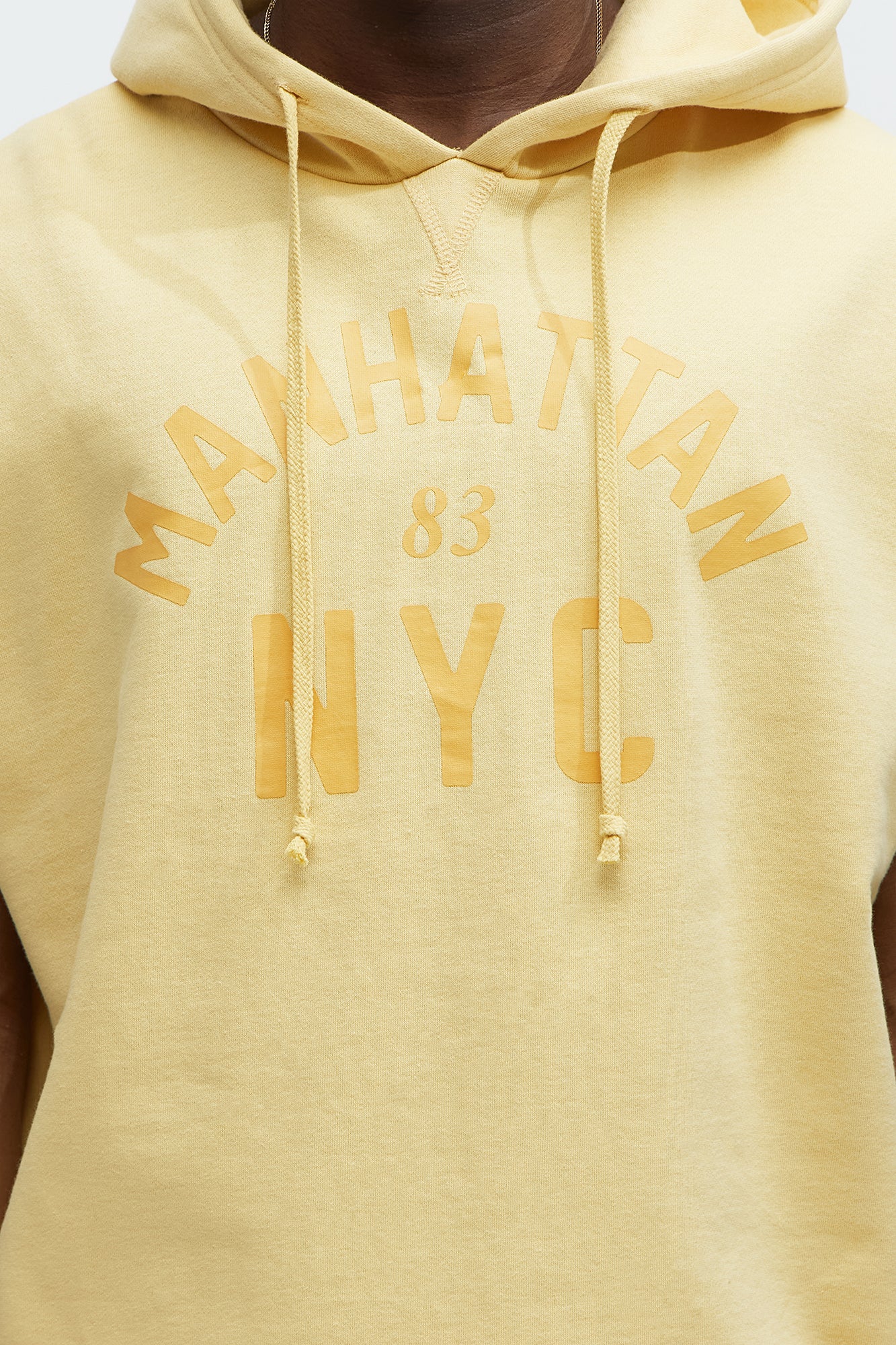Manhattan Sleeveless Hoodie - Yellow - Image 3