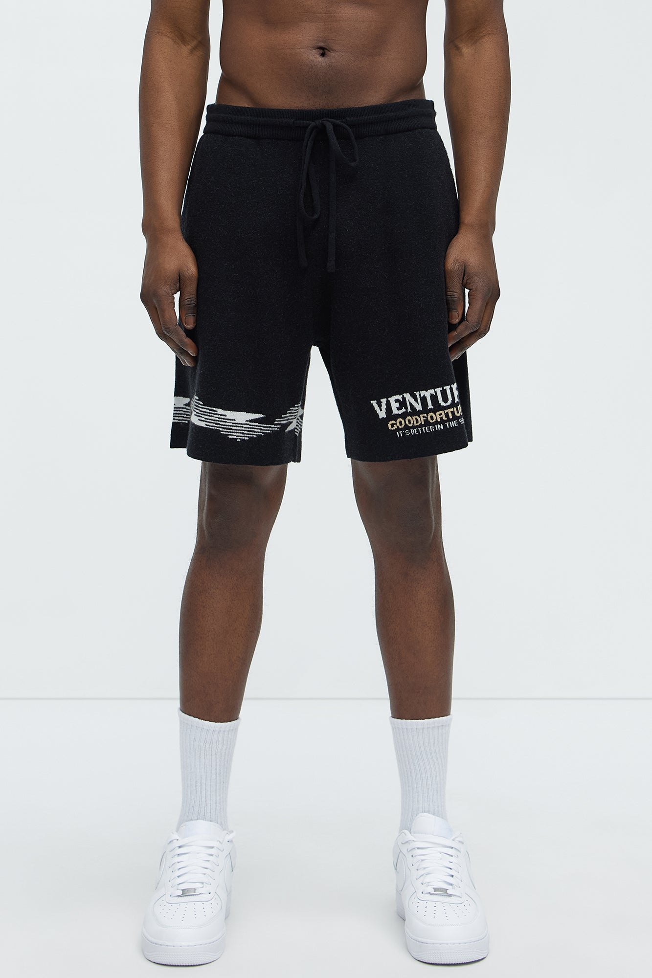 Dragon Palm Knitted Relaxed Shorts - Black/combo - Image 3