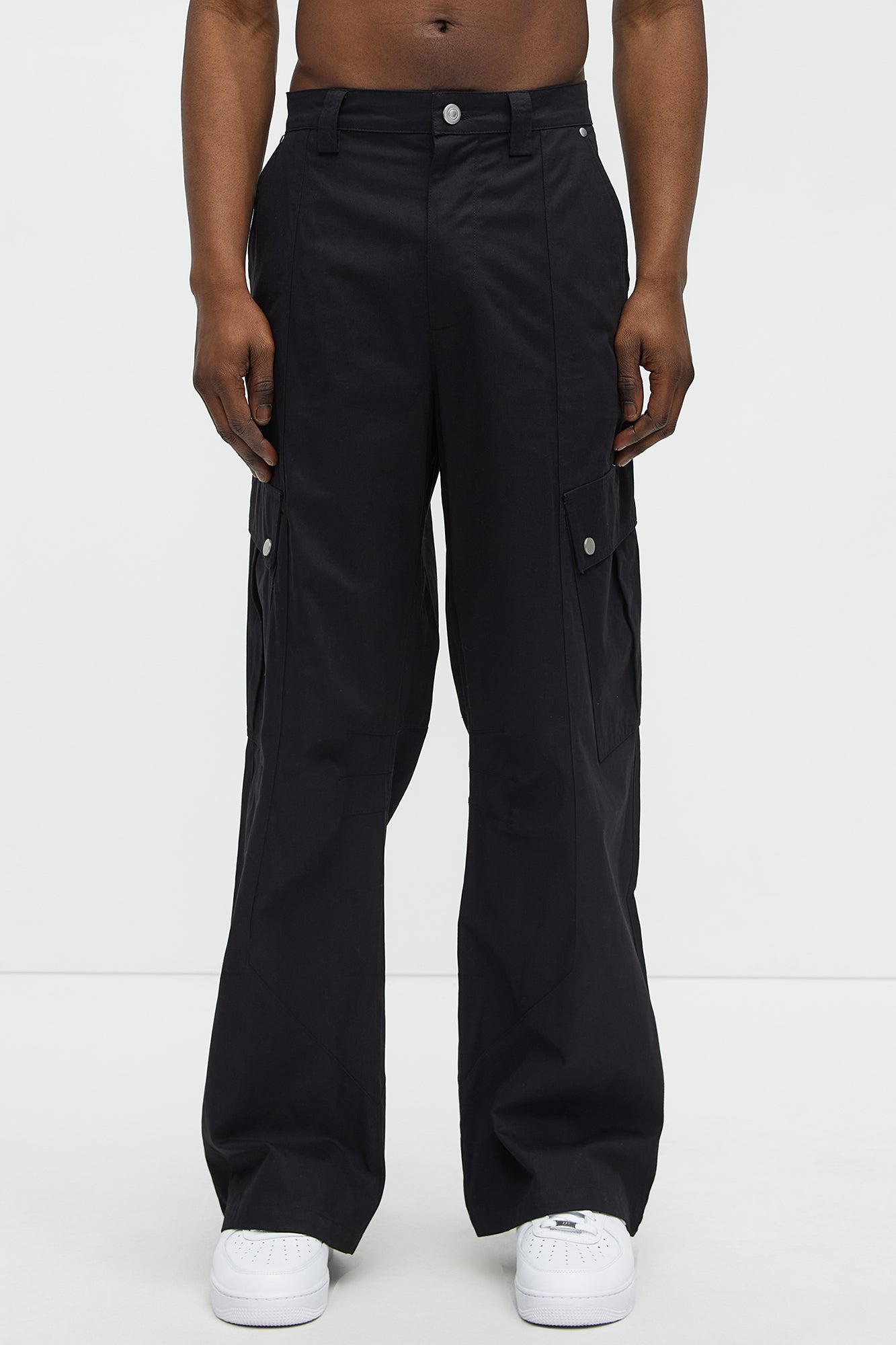 Carl Paneled Baggy Cargo Pants - Black - Image 3