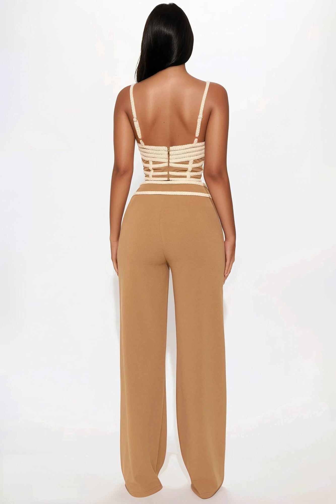 City Chic  Wide Leg Pant Set - Taupe - Image 3