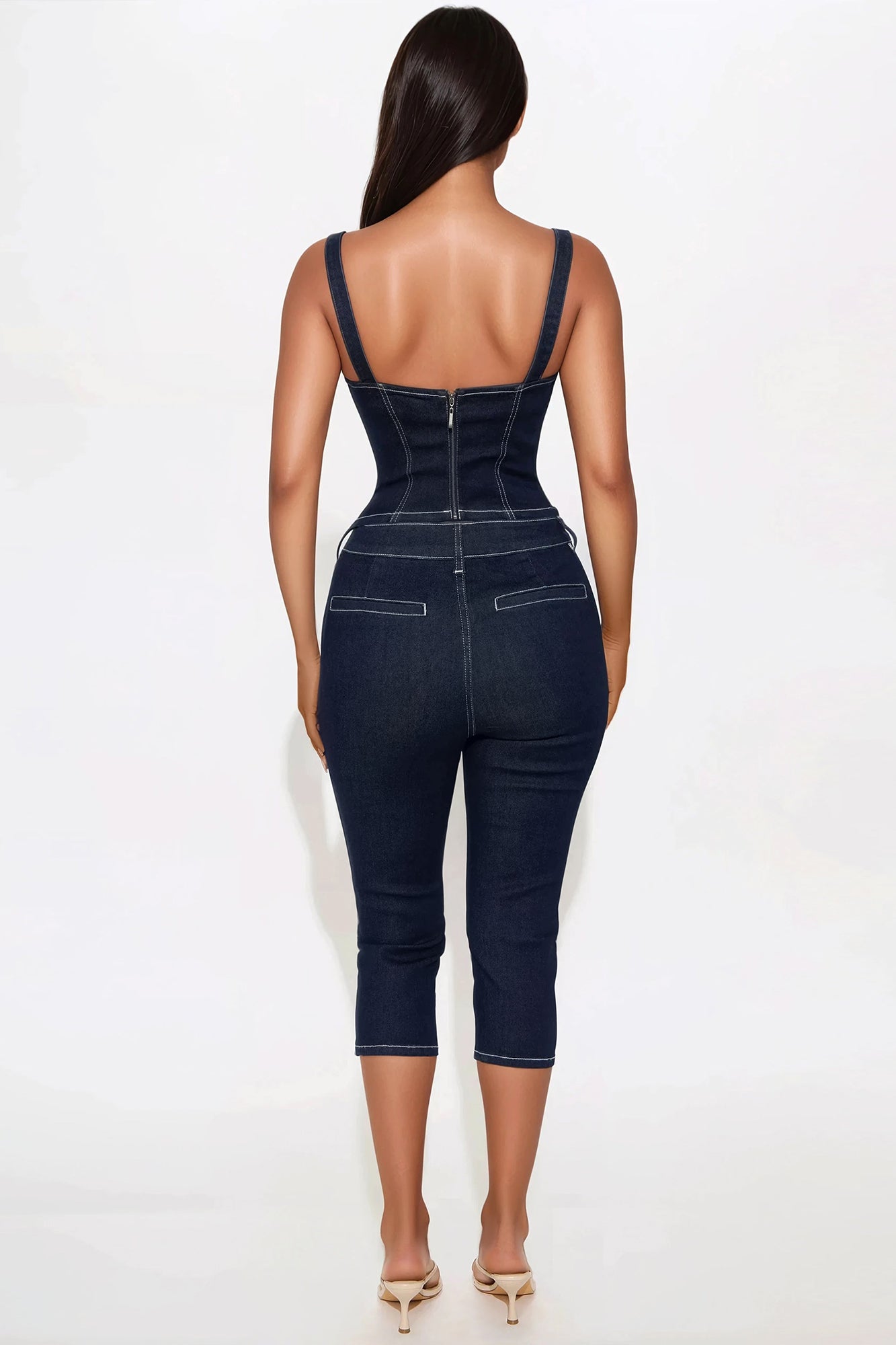 City Girl Denim Capri Set - Dark Wash - Image 3