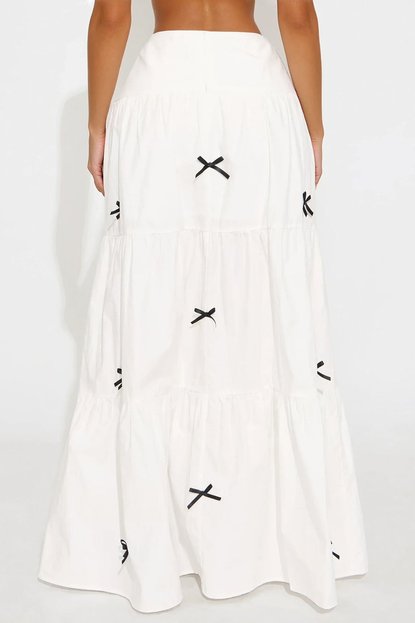 In Love With Bows Tiered Maxi Skirt - White - Image 3