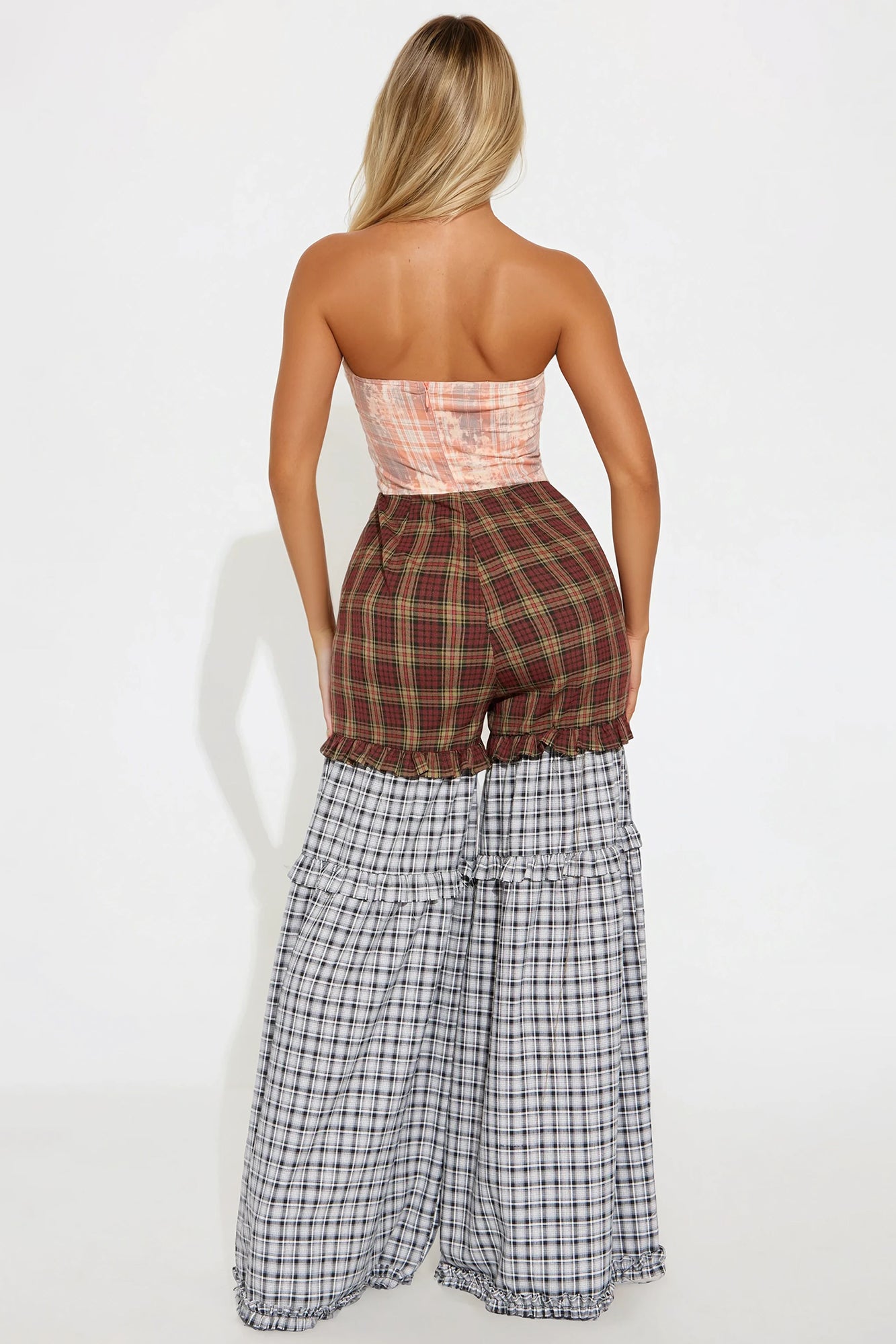 Tokyo Trip Plaid Wide Leg Jumpsuit - Pink/combo - Image 3