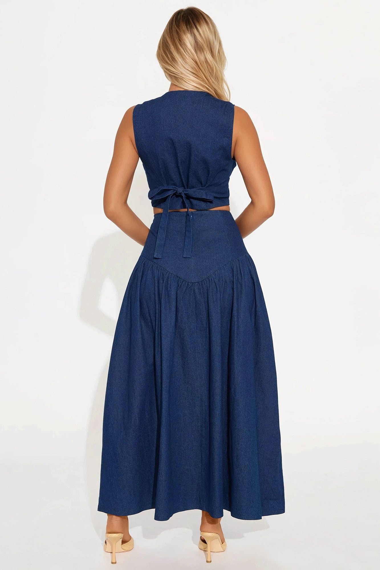 Jada Maxi Skirt Set - Dark Wash - Image 3