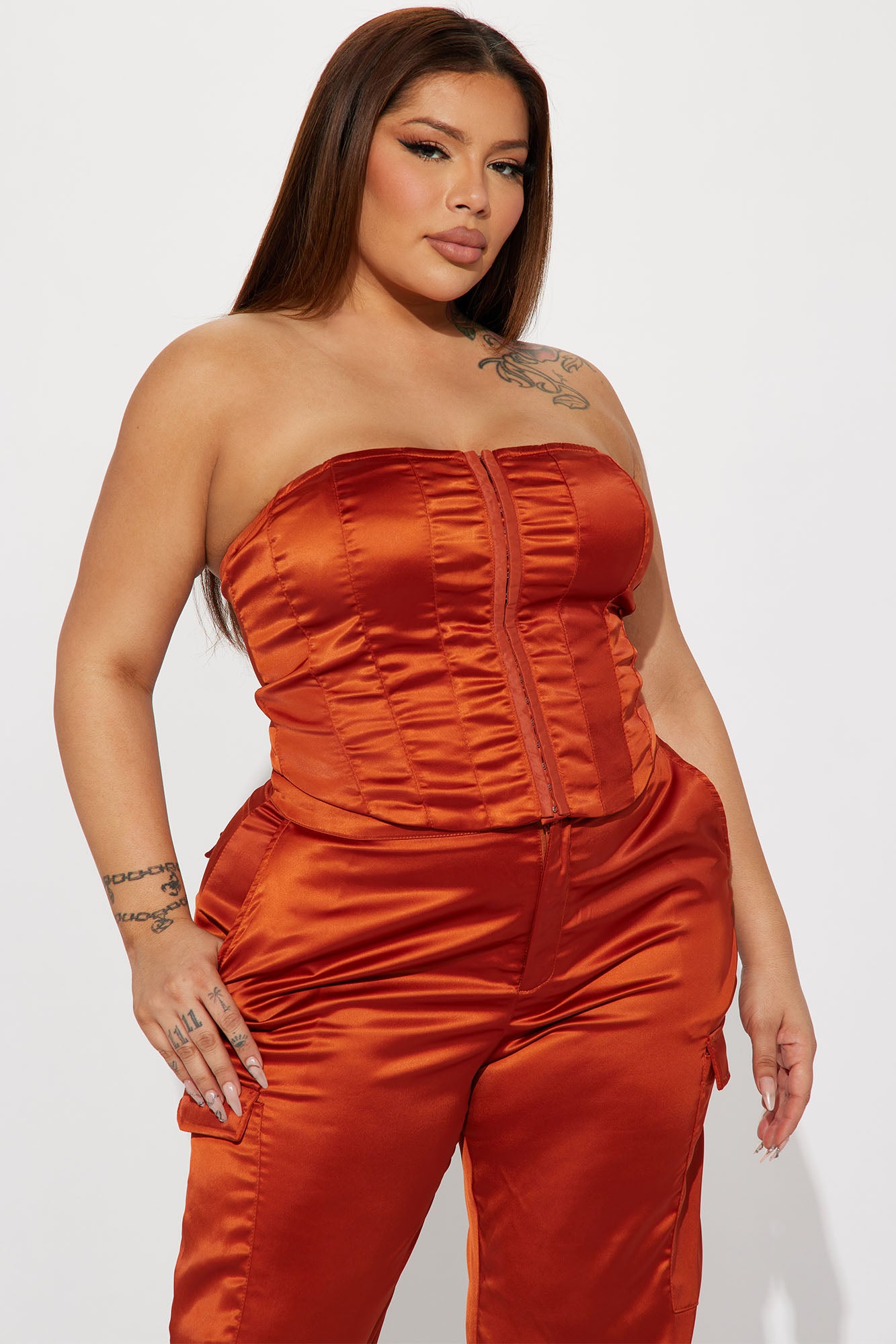 Amirah Satin Pant Set - Copper - Image 6