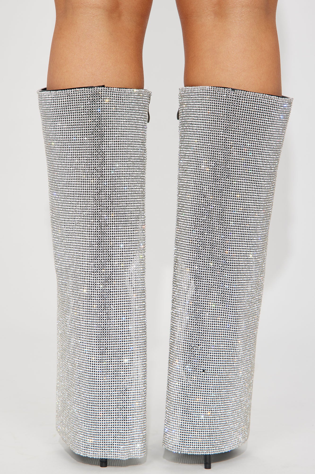 Award Winning Rhinestone Knee High Boots - Black - Image 4