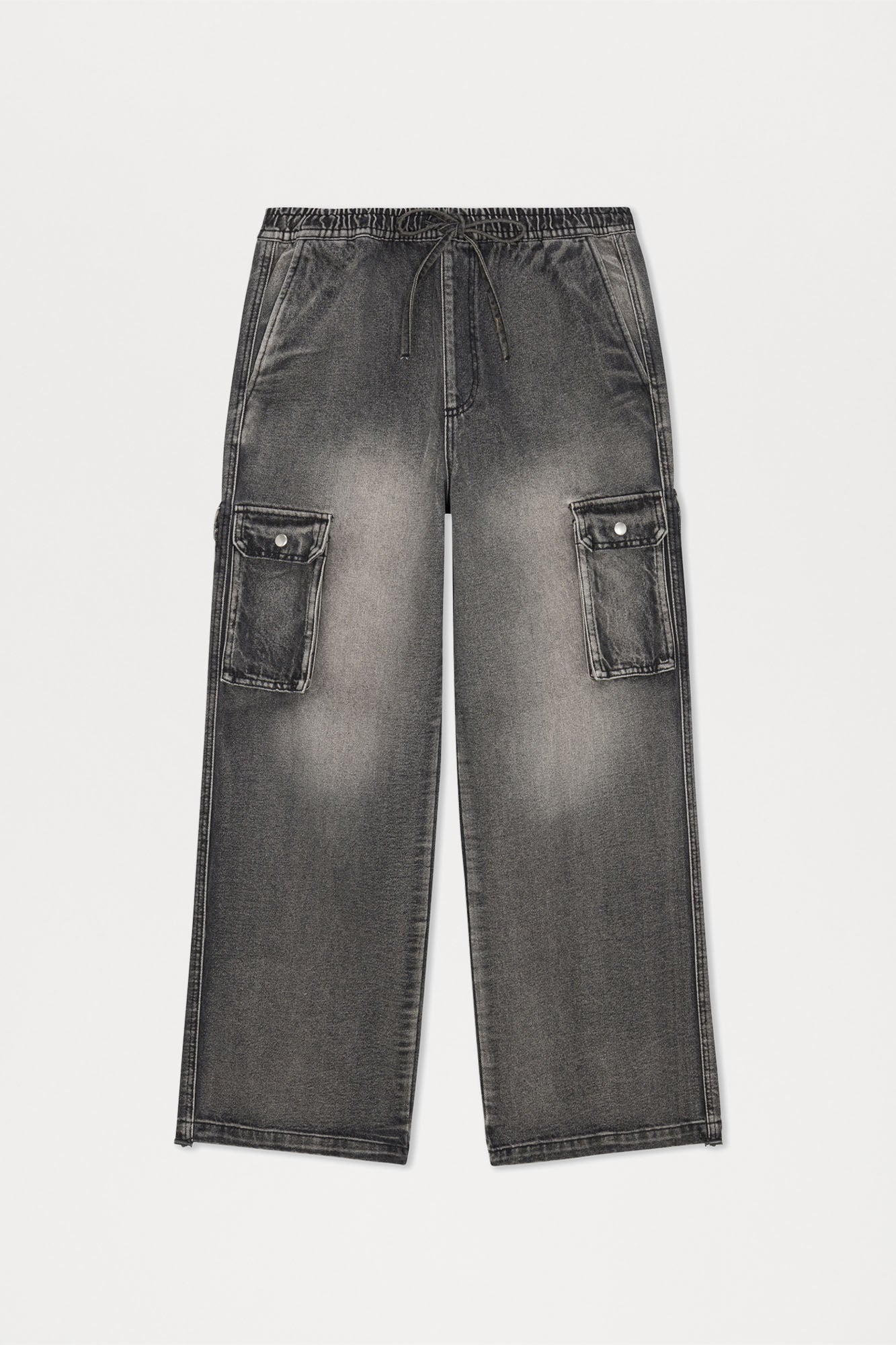 Stretch Waist Relaxed Baggy Jeans - Black Wash - Image 12