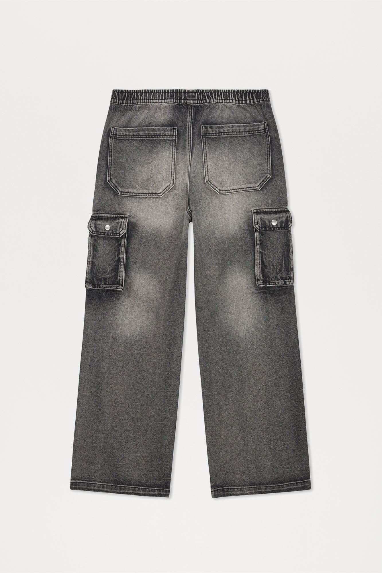Stretch Waist Relaxed Baggy Jeans - Black Wash - Image 13