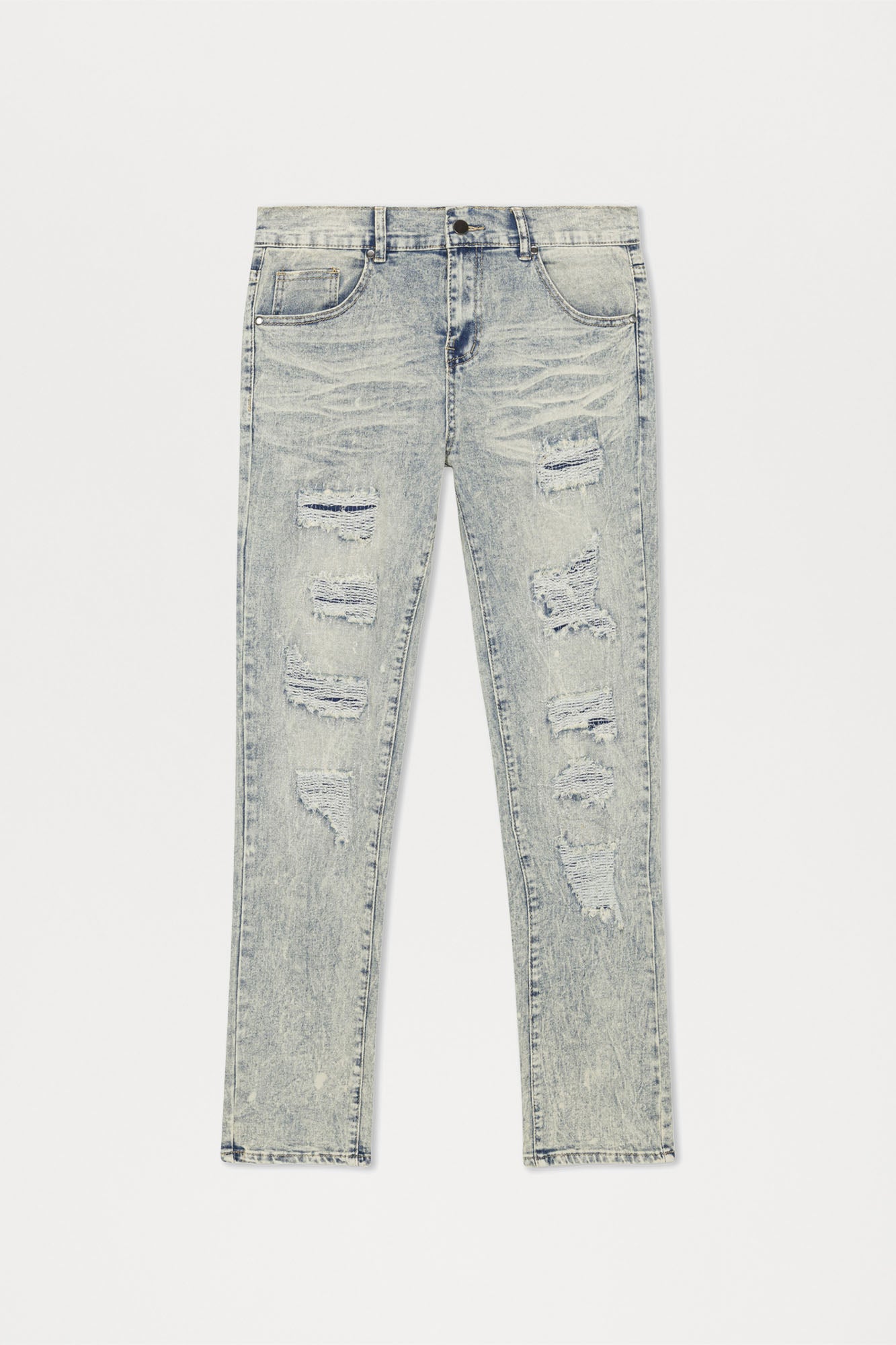 Can't Be Distressed Slim Jeans - Acid Wash Blue - Image 10