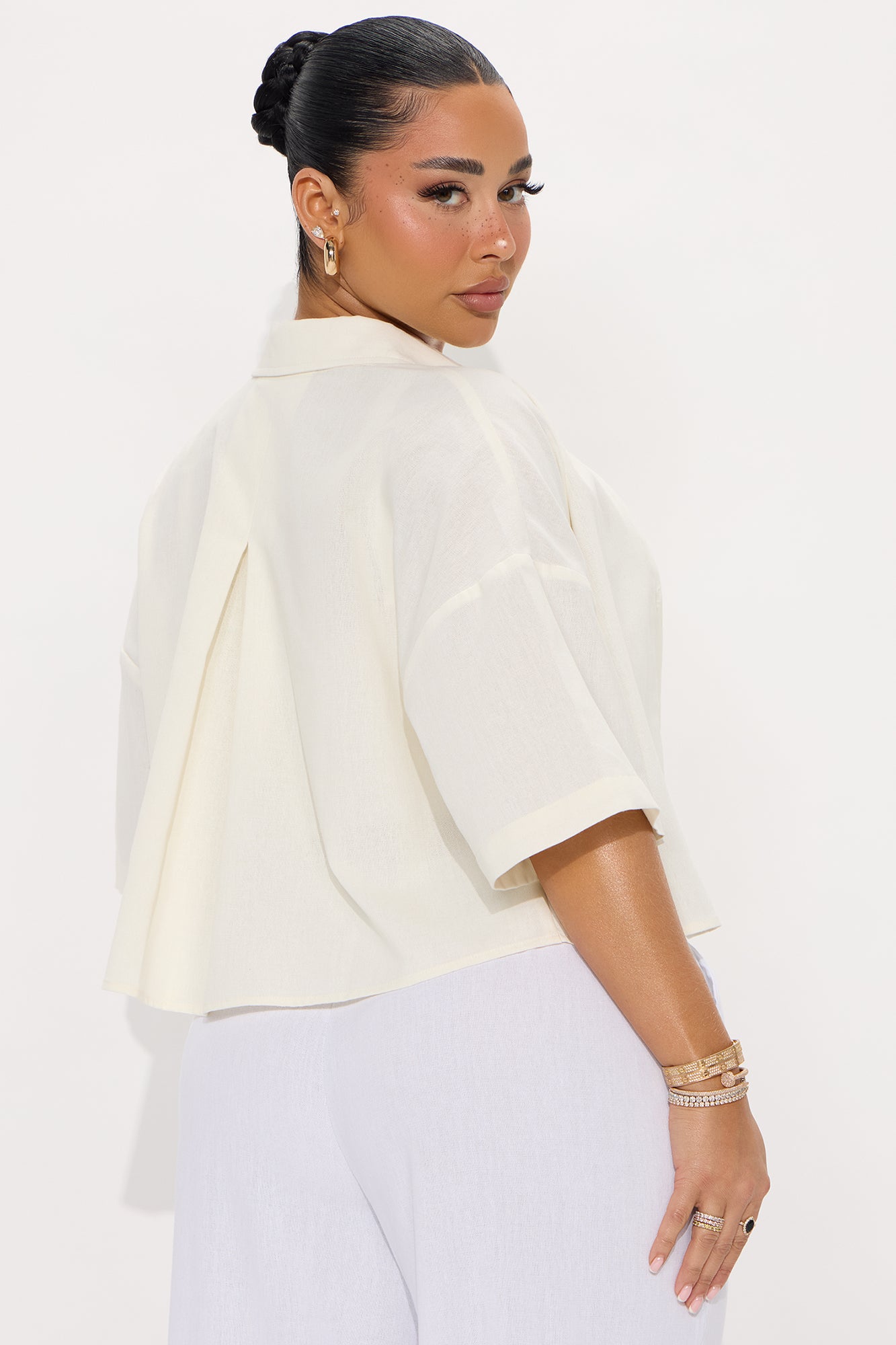 Adaline Linen Shirt - White - Image 3