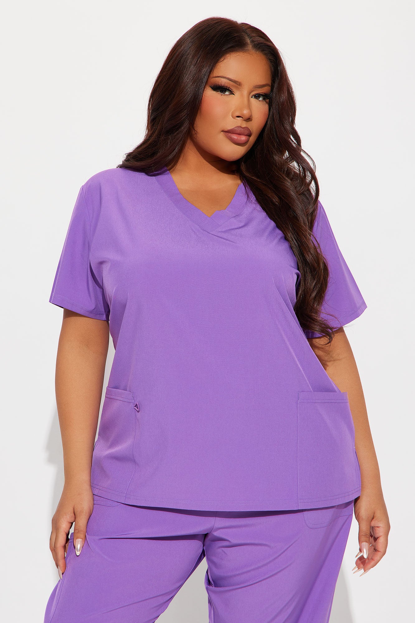 Night Shift 4 Way Stretch Cargo Scrub Set - Purple - Image 5