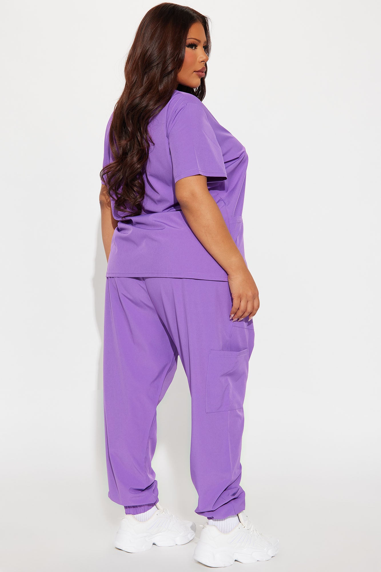 Night Shift 4 Way Stretch Cargo Scrub Set - Purple - Image 6