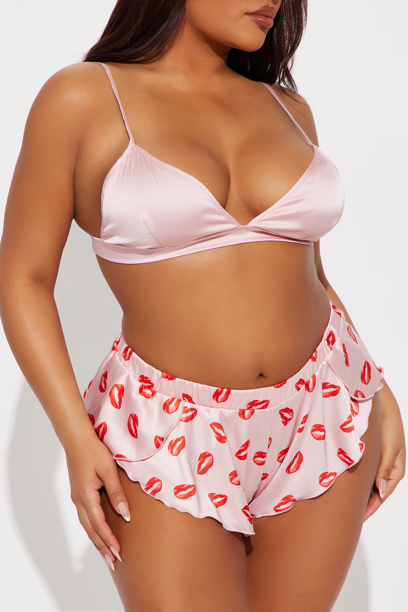 Just A Peck Dolphin Short And Bralette 2 Piece Set - Pink/combo - Image 5