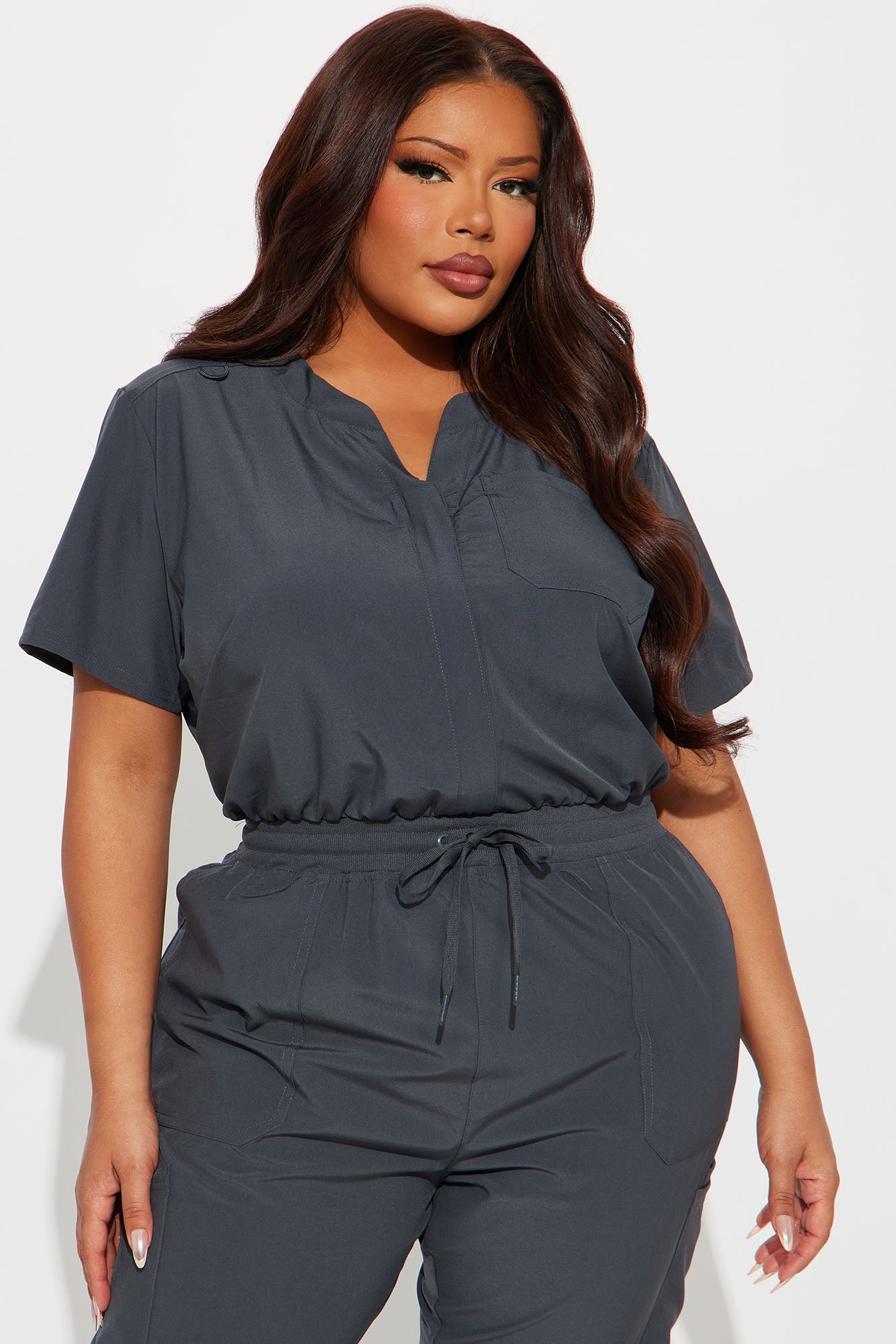 Full Shift Stretch Jogger Scrub Uniform Jumpsuit - Charcoal - Image 5