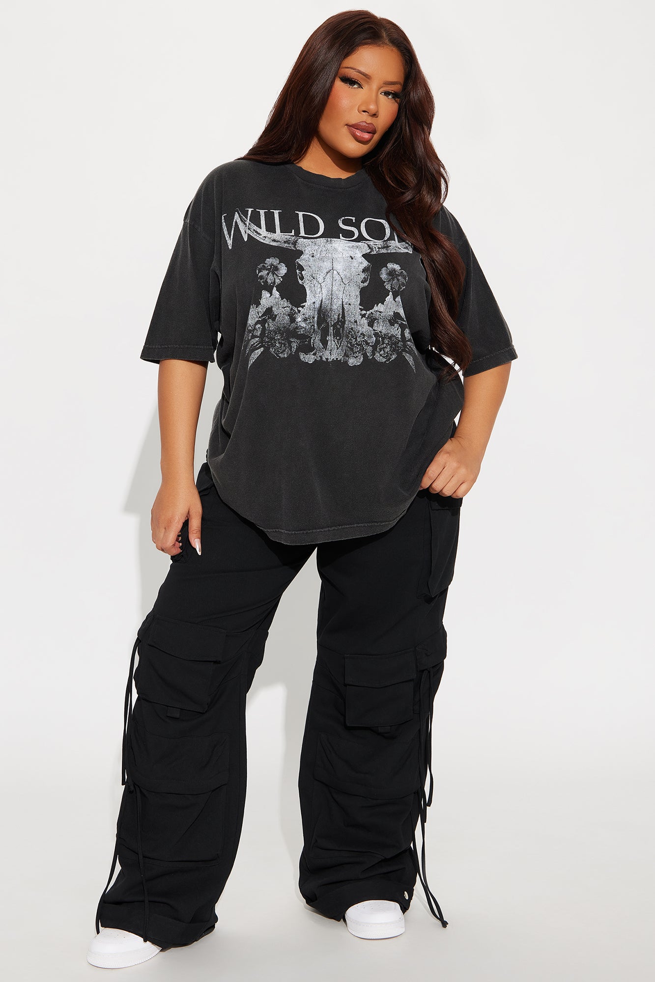 Wild Soul Washed Oversized Tee - Black - Image 6